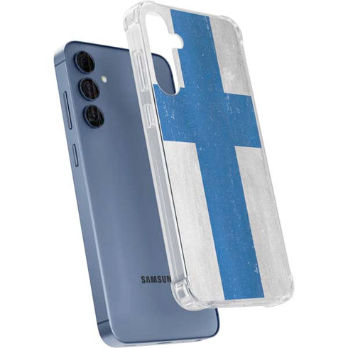 Finland Flag Distressed Galaxy A35 5G Clear Case